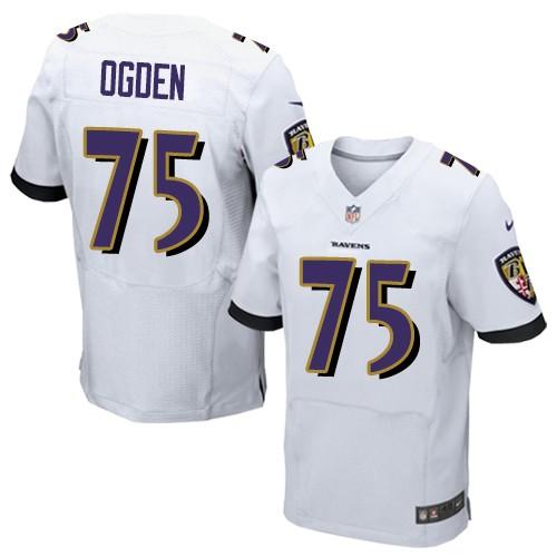 Nike Ravens #75 Jonathan Ogden White Men's Stitched NFL New Elite Jersey - Click Image to Close